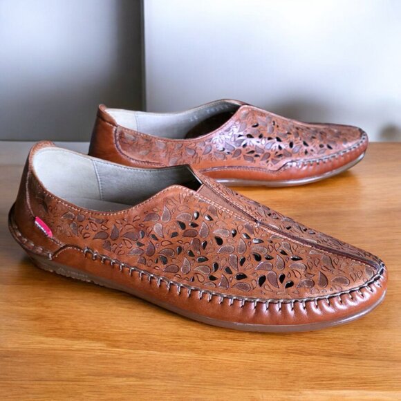 FLUCHOS ( 6.5 - 7 ) ESLA Gen Leather Slip in Moccasins Flats F112 Made in Spain - Picture 1 of 9